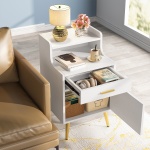 Nightstand, 32? Tall Bedside Table with Drawer & Doors - Image 6
