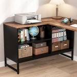 L-Shaped Desk, 60? Corner Computer Desk with File Cabinet - Image 5
