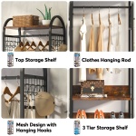 Coat Rack, Freestanding Hall Tree with 4 Storage Shelves - Image 6