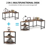 L-Shaped Desk, 75 inch Corner Computer Desk with Reversible Shelves - Image 6