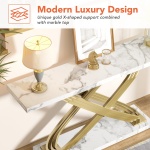 Console Table, 55? Modern Faux Marble Sofa Entryway Table - Image 7