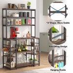Kitchen Baker?s Rack, 6-Tier Utility Kitchen Storage Shelf with Hutch - Image 6
