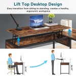 Lift Top L-Shaped Desk, Computer Corner Desks with Drawers - Image 7