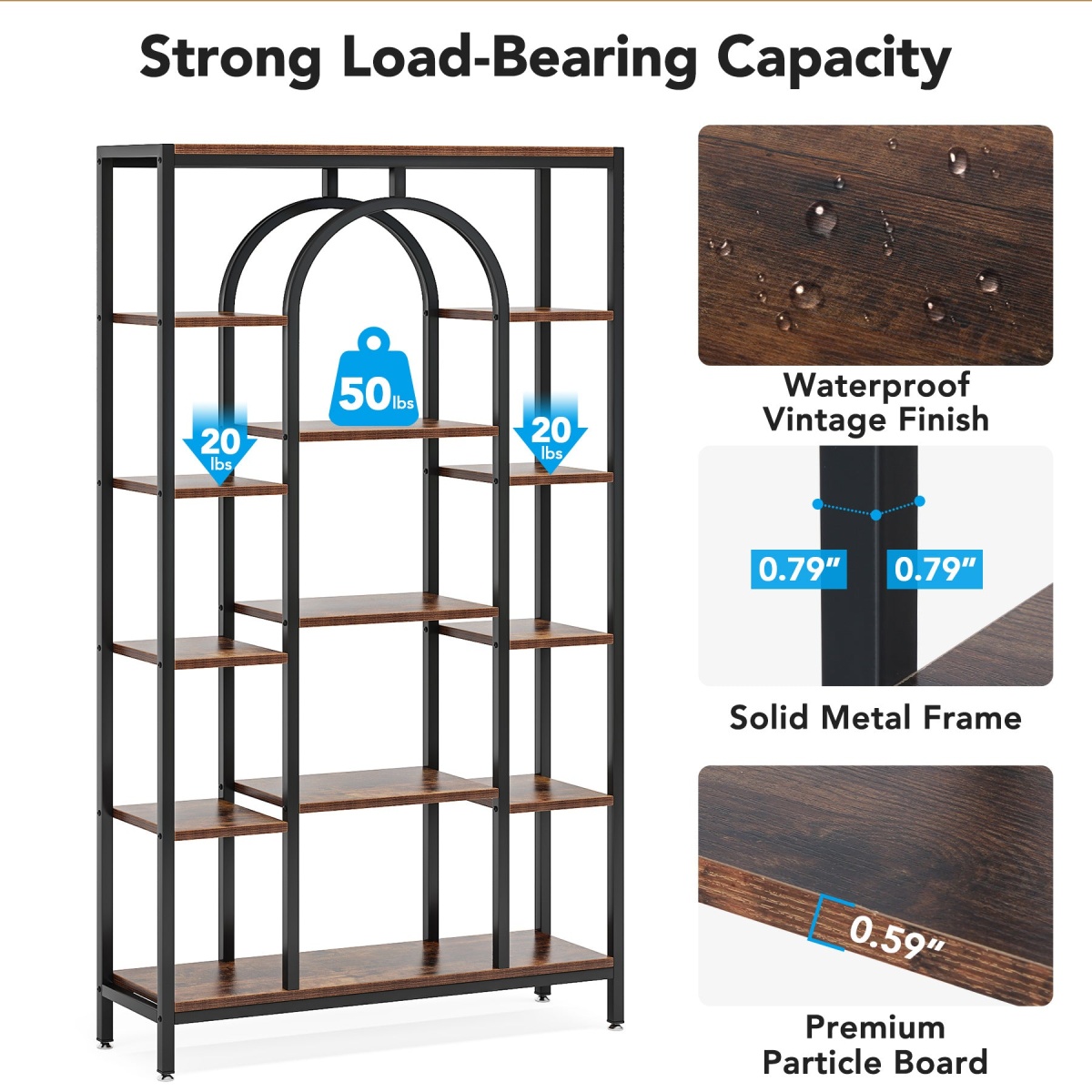 Bookshelf, 70.9? Etagere Bookcase Open Display Shelf - Image 8