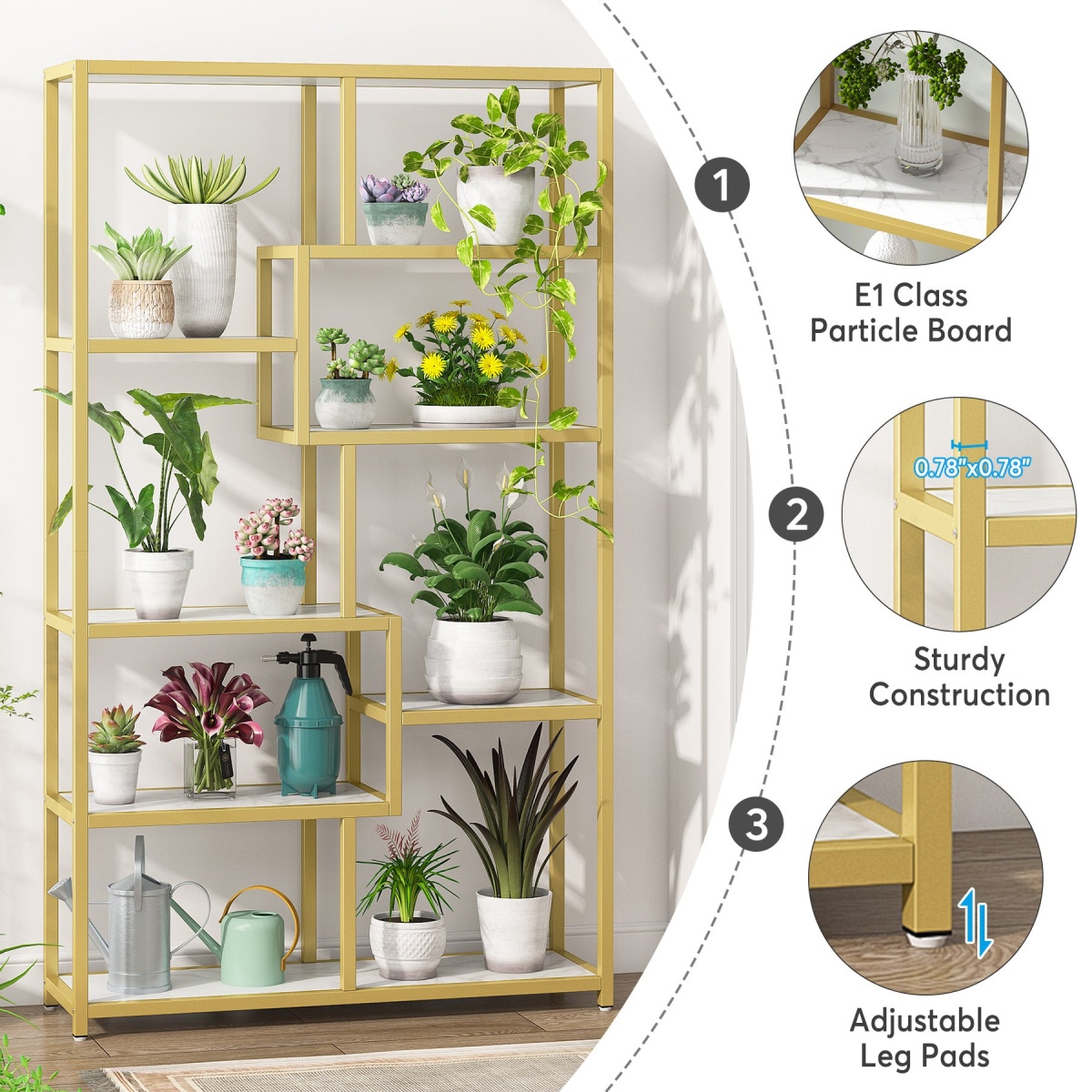 Bookshelf, 8-Open Shelf Etagere Bookcase Storage Organizer - Image 7