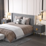 Nightstands, Modern Bedside Table with 2 Drawers - Image 6