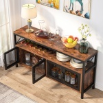 Sideboard Buffet Table Bar Cabinet with 4 Mesh Doors - Image 6