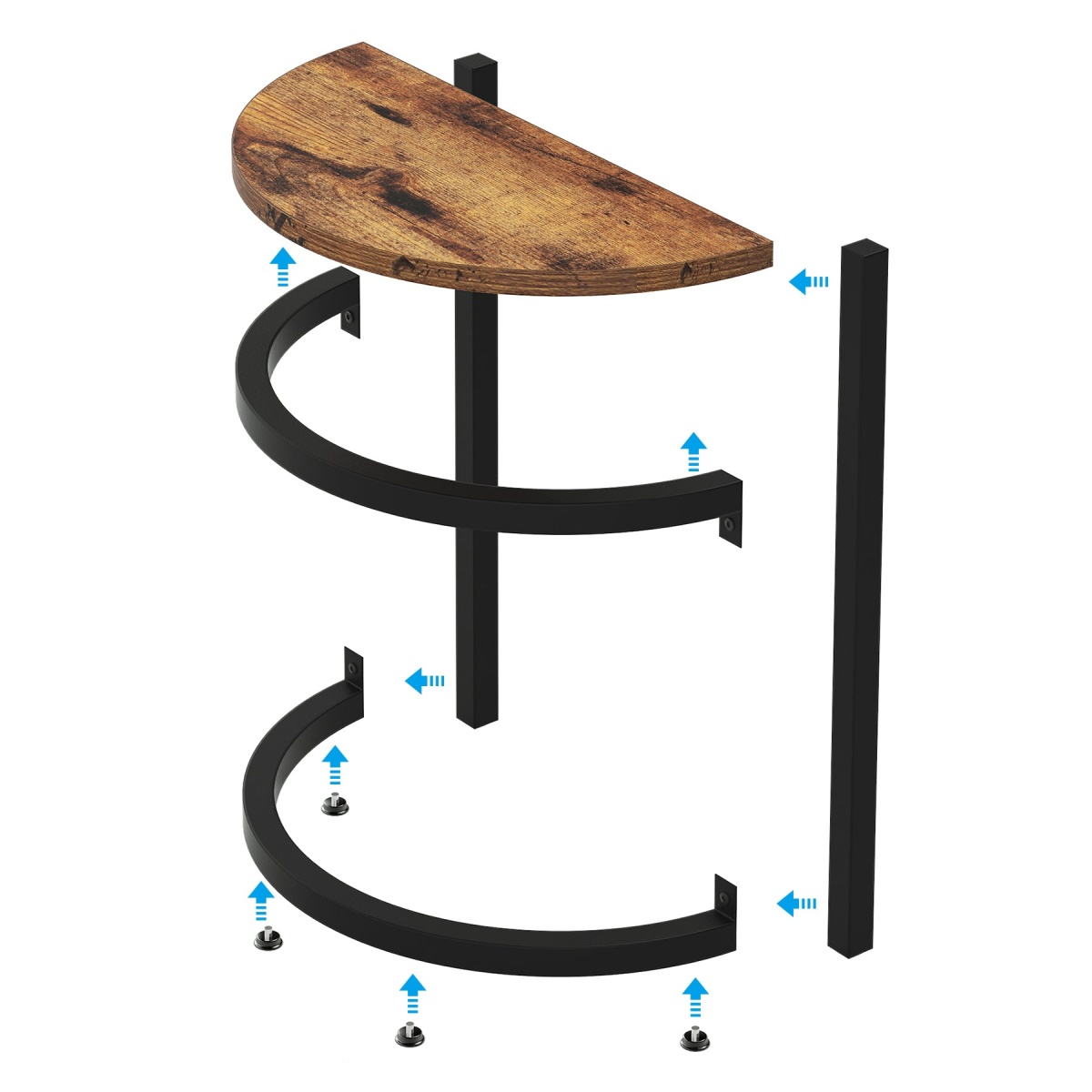 End Table, Half Round Narrow Side Table with Metal Frame - Image 11