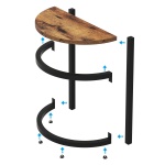 End Table, Half Round Narrow Side Table with Metal Frame - Image 11