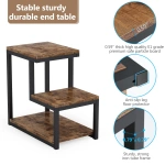 End Table with Storage Shelf, 3-Tier Industrial Ladder-Shaped Nightstand - Image 5