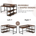Reversible L Shaped Computer Corner Desk with Shelves - Image 6