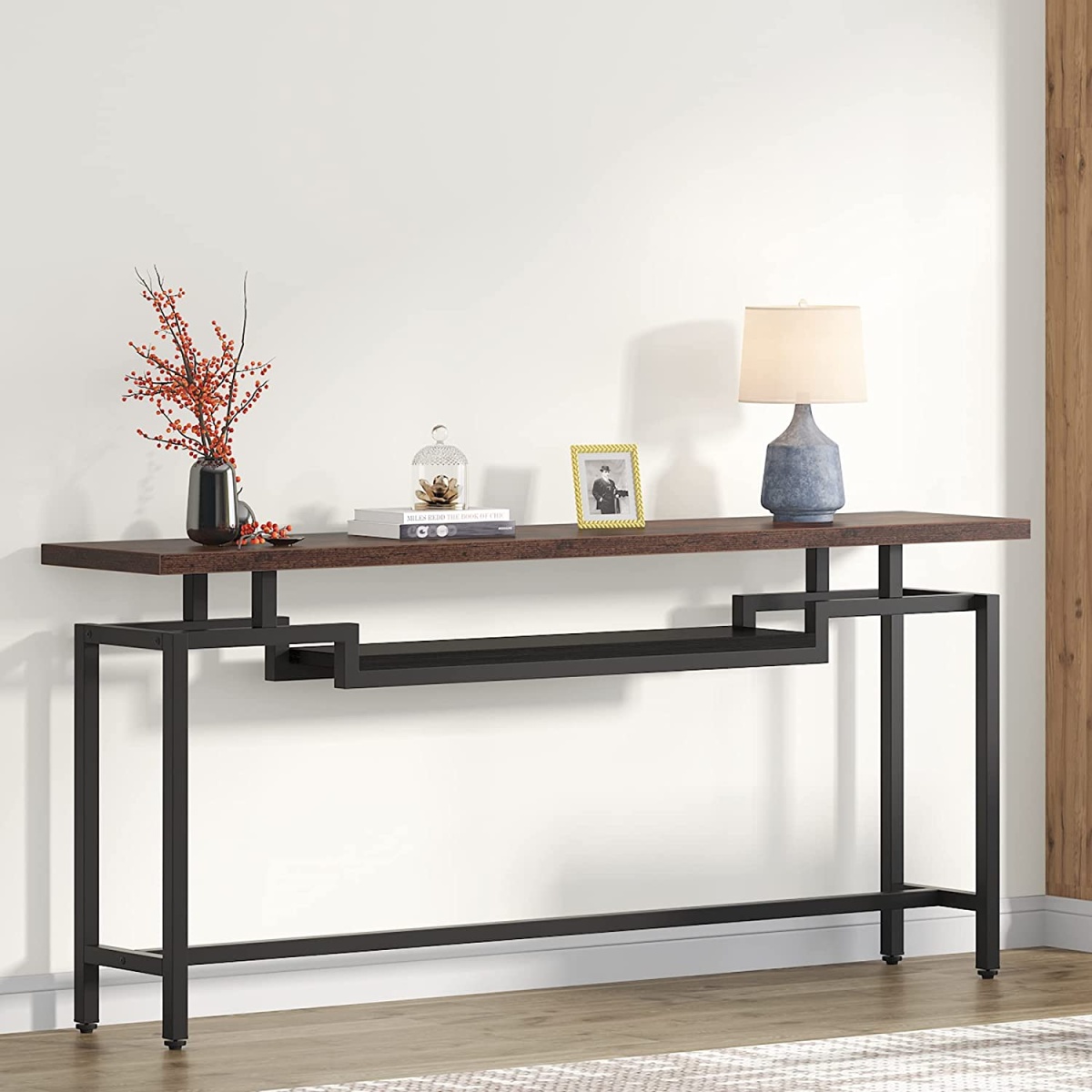 Console Table, 70? Sofa Table with 2 Tier Storage Shelves - Image 2