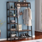 Freestanding Closet Organizer, Hall Trees with Shoes Bench - Image 5
