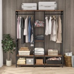 Freestanding Closet Organizer, Double Rod Clothes Rack - Image 6