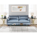 End Table, Round Sofa Side Table Coffee Table with Gold Metal Frame - Image 10