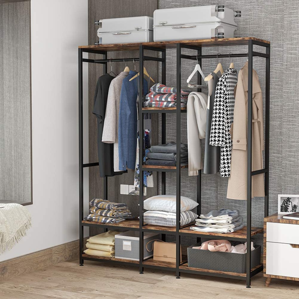Freestanding Closet Organizer, Double Rod Clothes Rack - Image 5