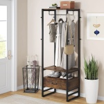 Coat Rack, 70.9? Hall Tree with Big Drawer Freestanding Closet Organizer - Image 2