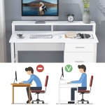 Computer Desk, White Study Table with with Monitor Stand ? Drawers - Image 7