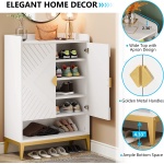 Shoe Cabinet, 25 Pair Shoe Rack Organizer with Adjustable Shelves & Doors - Image 7