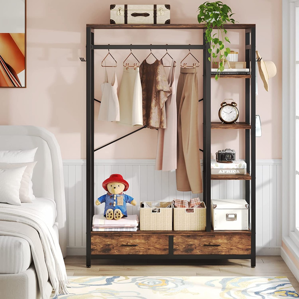 Freestanding Closet Organizer, 79? Garment Rack with 2 Drawers & Shelves - Image 5