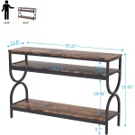 Console Table, 55? Sofa Table with 3-Tier Storage Shelves - Image 8
