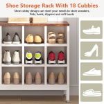 Coat Rack Shoe Bench Set, Hall Tree with Bench and 18 Shoe Cubbies - Image 6