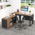 L-Shaped Desk, 55? Executive Desk with 39? File Cabinet - Image 4