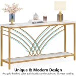 Console Table, 70.9? Faux Marble Entryway Table with 2 Tier Storage Shelf - Image 6
