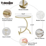 End Table, 2-Tier Round Faux Marble Sofa Side Table - Image 6