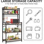 Kitchen Baker?s Rack with Hutch, 5 Tier Wood Microwave Oven Stand - Image 7