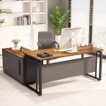 L-Shaped Desk, 55? Executive Desk with 39? File Cabinet - Image 2
