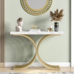 Console Table, Modern Faux Marble Entryway Sofa Table with Metal Base - Image 4