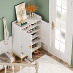 Shoe Cabinet, 25 Pair Shoe Rack Organizer with Adjustable Shelves & Doors - Image 5