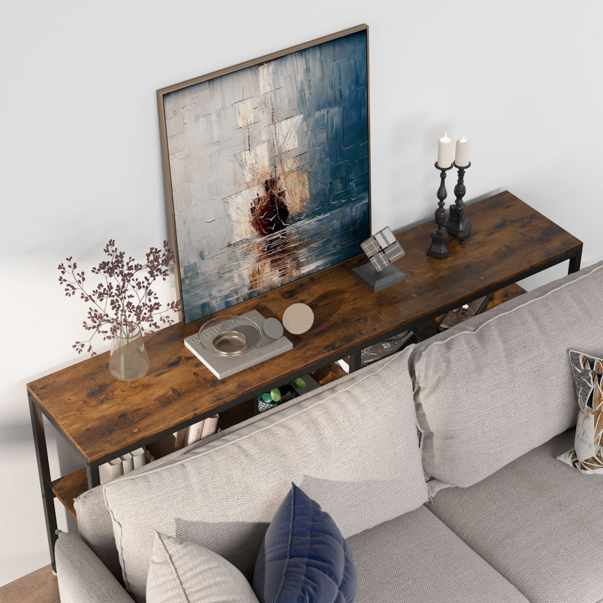 Console Table, 70.9 inch Extra Long Sofa Table with Storage Shelves - Image 5