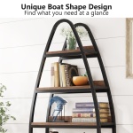Bookshelf, 5-Tier Open Etagere Bookcase 69? Tall Display Shelf Unit - Image 7