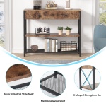 Console Table, Rustic Sofa Side Table With Drawer & 2-Tier Storage Shelves - Image 7