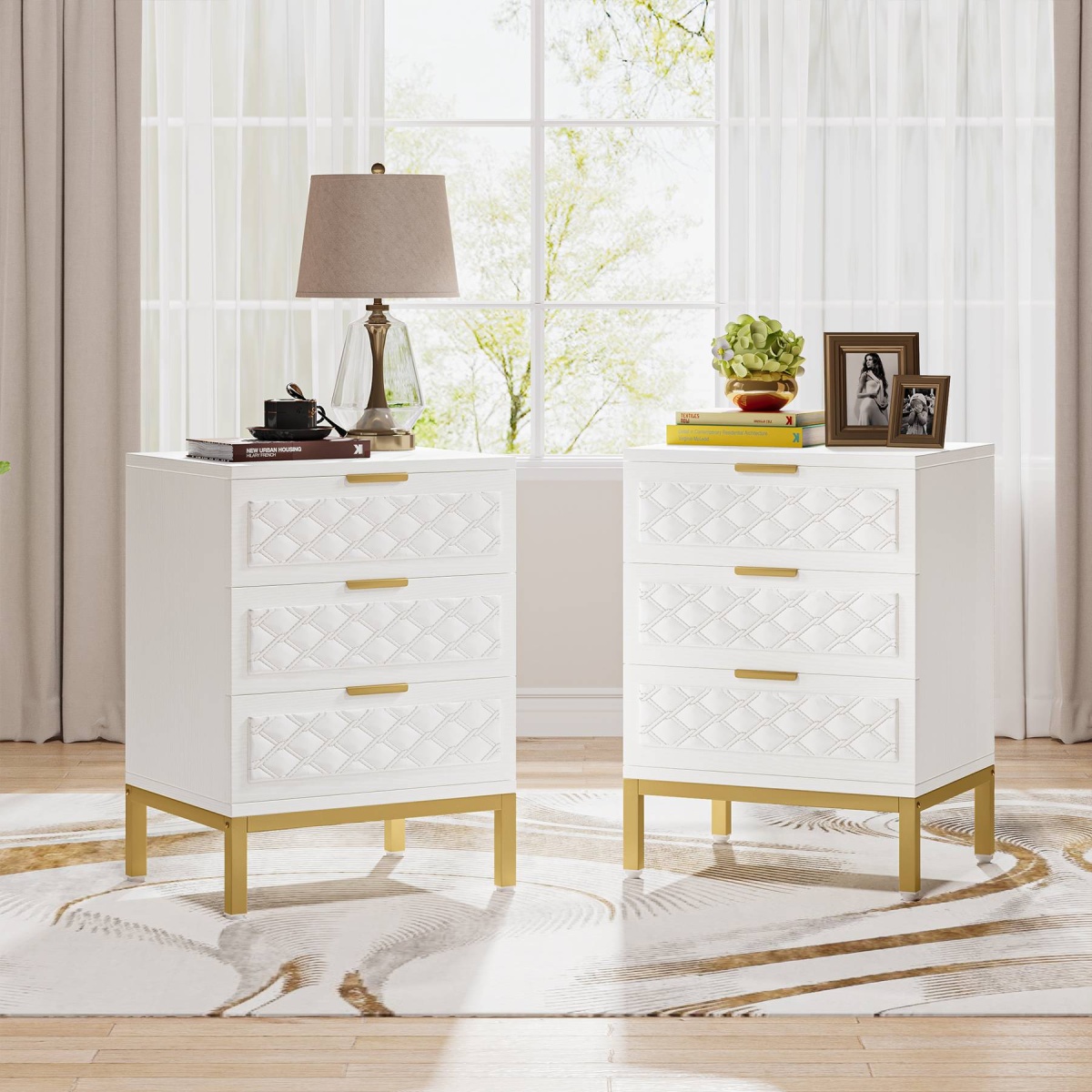 Nightstand, 3-Drawer Modern Beside Table End Table - Image 9
