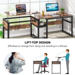 Two Person Desk, 78.8? Height Adjustable Computer Desk with Lift Top - Image 8
