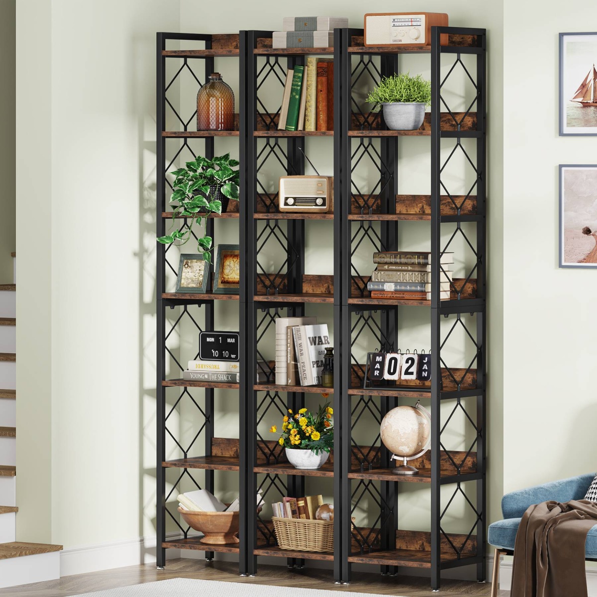 Corner Shelf, 78.7? Narrow Bookshelf 7 Tier Corner Bookcase - Image 11