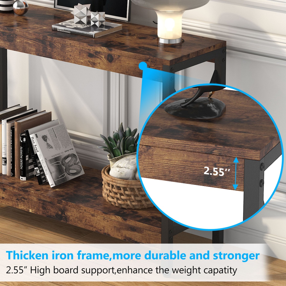 Console Table, Narrow Sofa Entryway Table with Storage Shelf - Image 7