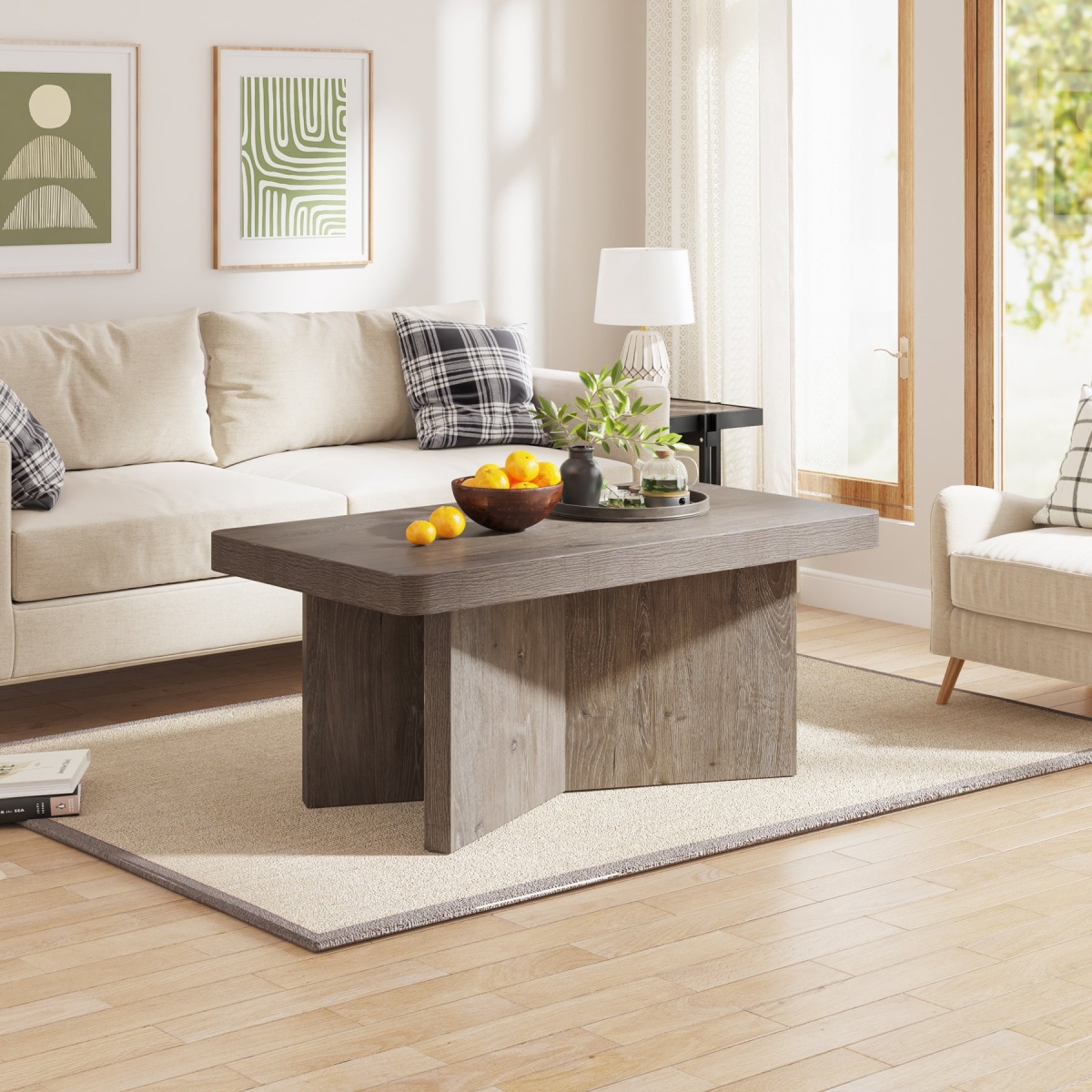 Coffee Table, Farmhouse Cocktails Table Center Table for Living Room - Image 4