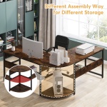 Lift Top L-Shaped Desk, Corner Computer Desk with Storage Shelves - Image 6