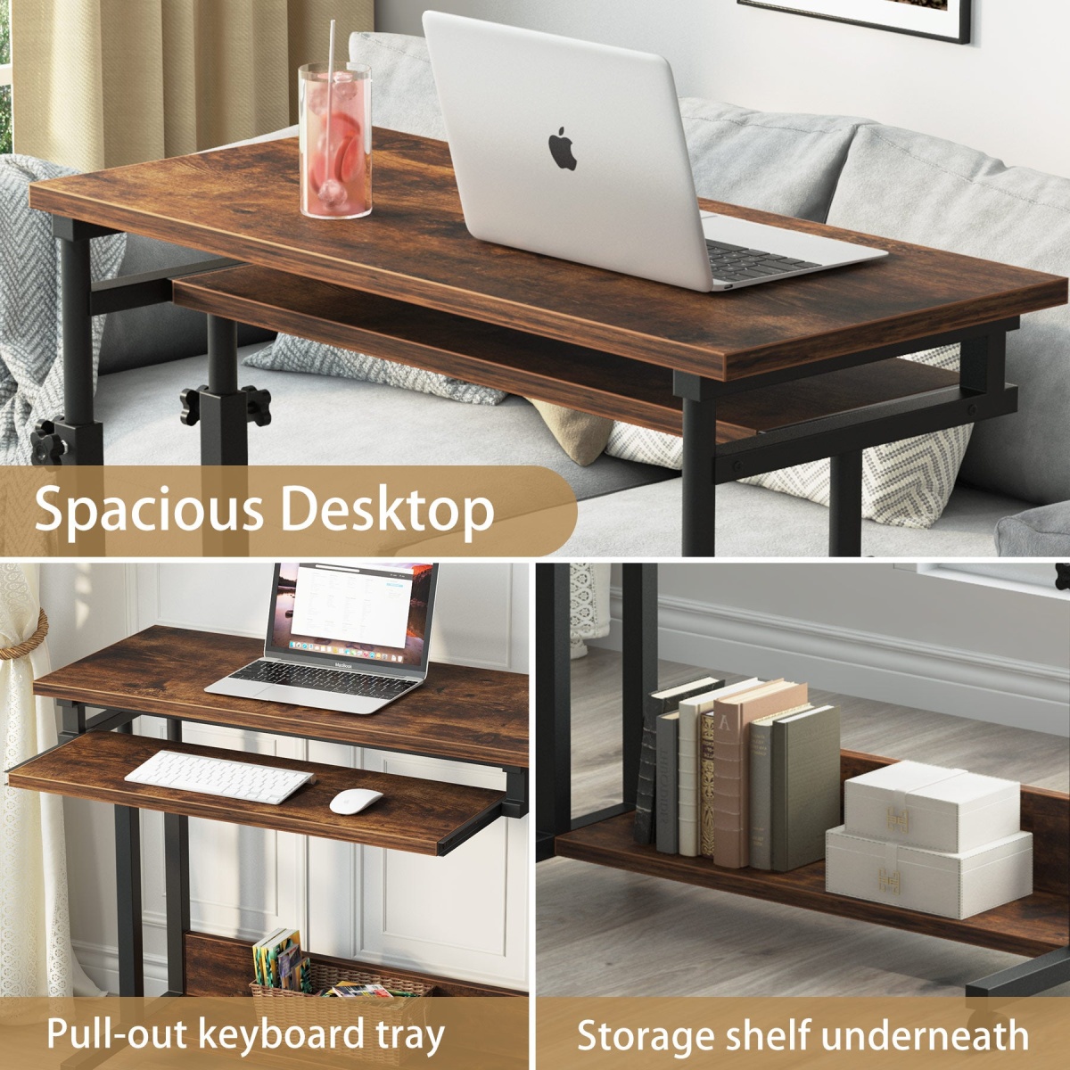 Height Adjustable Desk, Rolling Standing Desk Portable Desk - Image 5