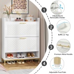 Shoe Cabinet, Freestanding Shoe Organizer with 2 Flip Drawers & Open Shelf - Image 4