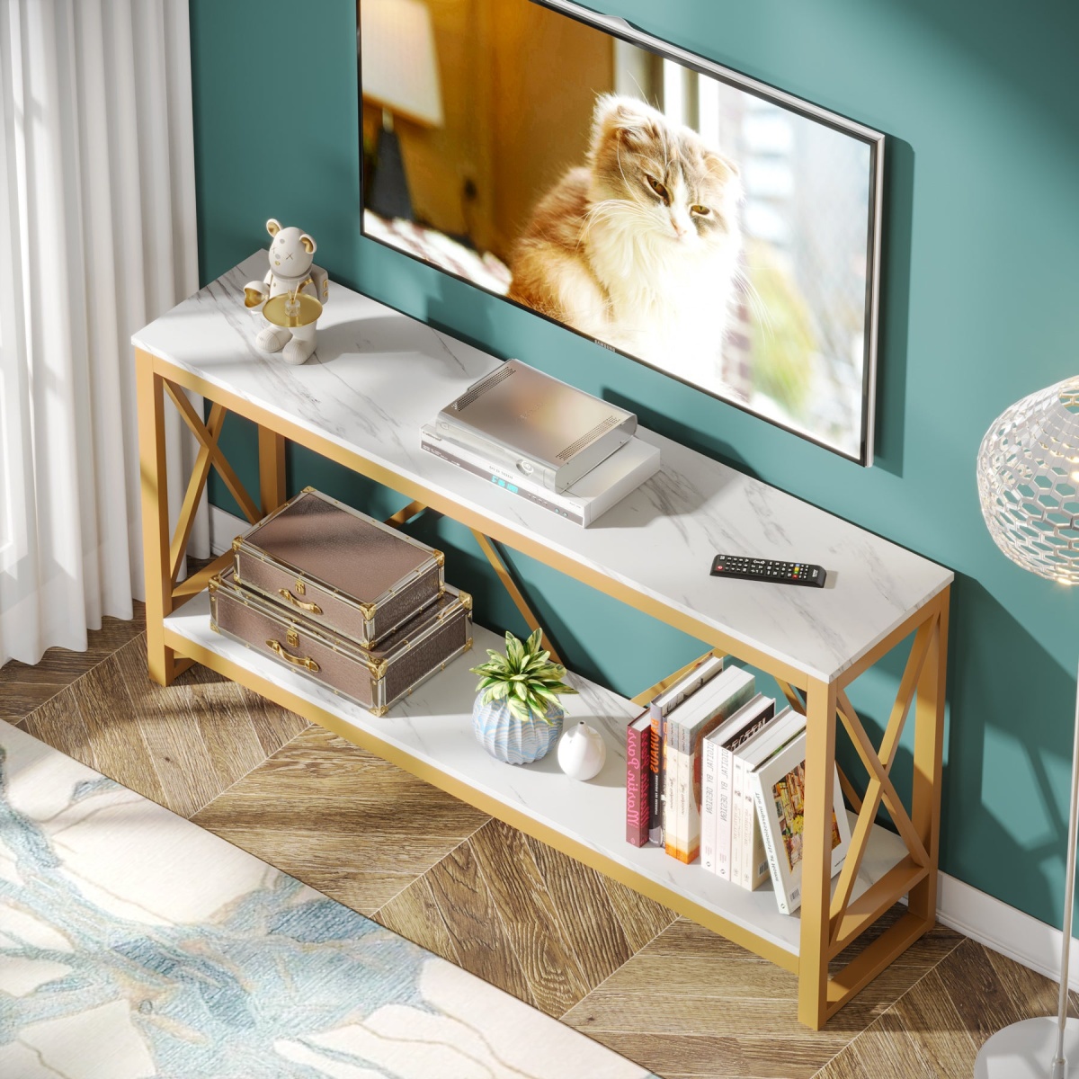 Console Table, 70.9? Entry Sofa Table with Open Storage Shelf - Image 9