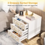 Nightstand, Modern Bedside Table Sofa End Table with 3 Drawers - Image 6