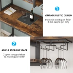 Bar Table Set, Industrial Pub Table with 2 Bar Stools & with Glass Holder - Image 7