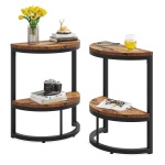 End Table, Half Round Narrow Side Table with Metal Frame - Image 9