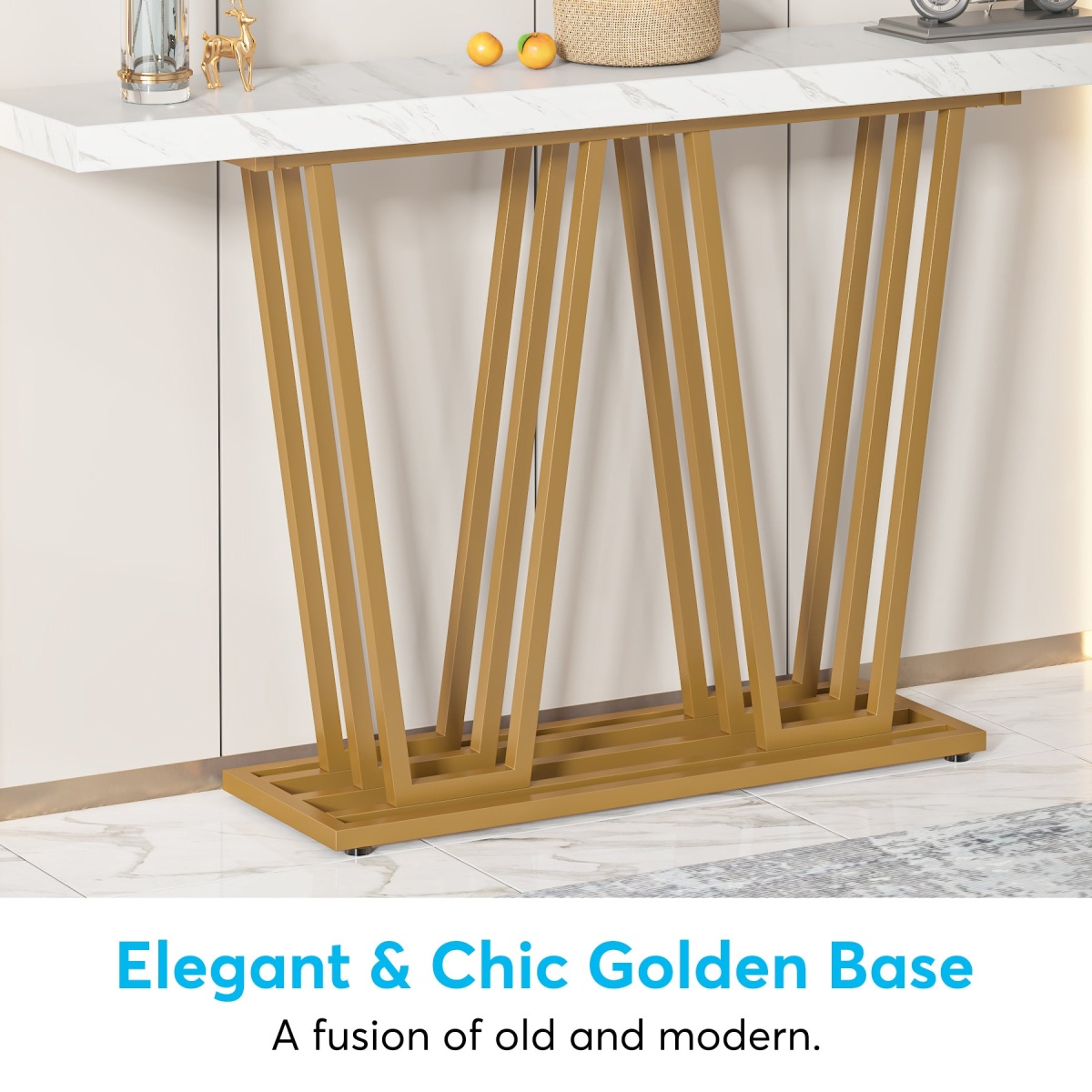 Console Table, 55? Modern Sofa Table with Faux Marble Surface - Image 7