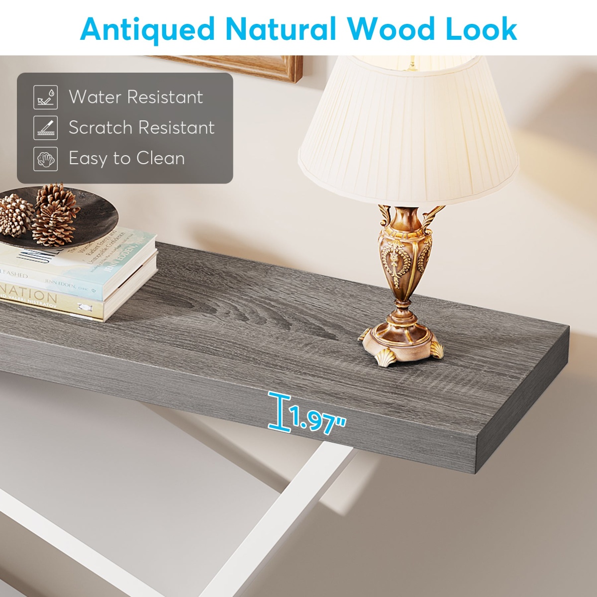 Console Table, 42? Farmhouse Entryway Table with Geometric Wood Base - Image 5